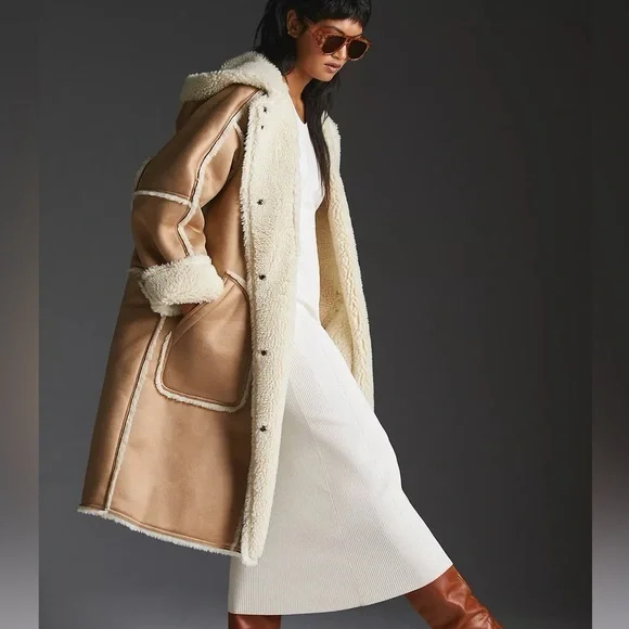 ANTHROPOLOGIE Pilcro Reversible Sherpa Coat - Picture 4 of 11
